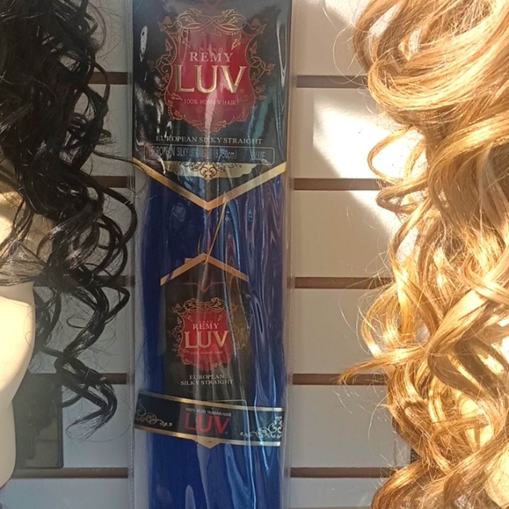 Blue European hair extension silky straight